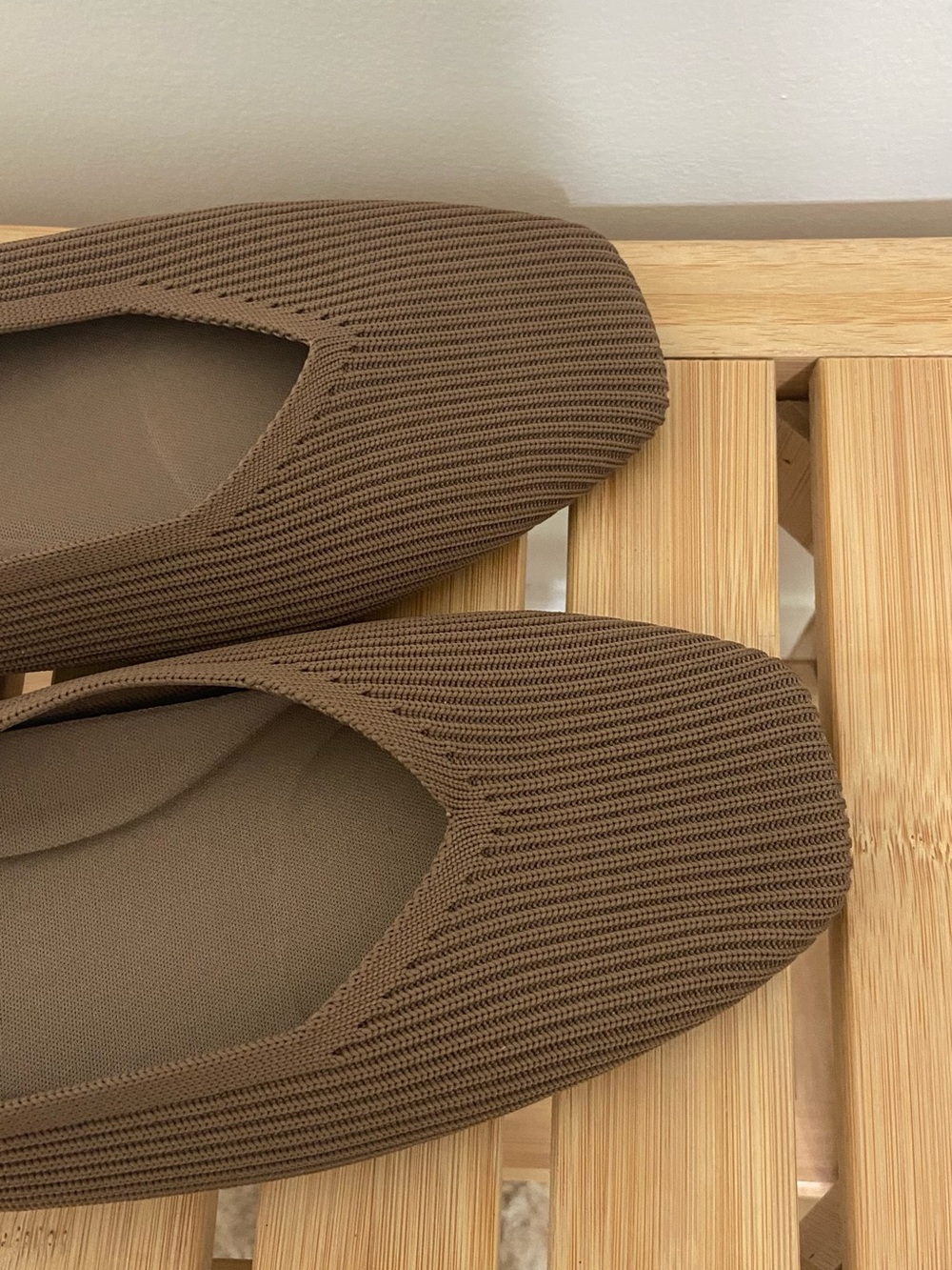 NWOB Vivaia Brown Square Toe Washabl Knit Ballet Flats — Women's Slip-On Loafers - Picture 4 of 10